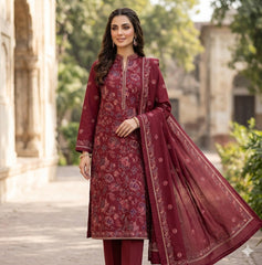 Elegant Shahana Embroidered Lawn Suit - Premium Collection