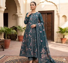 Elegant Shahana Embroidered Lawn Suit - Premium Collection