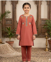 Shahana kids lawn emb 2pc suit 4/5 year chest 15 length 24