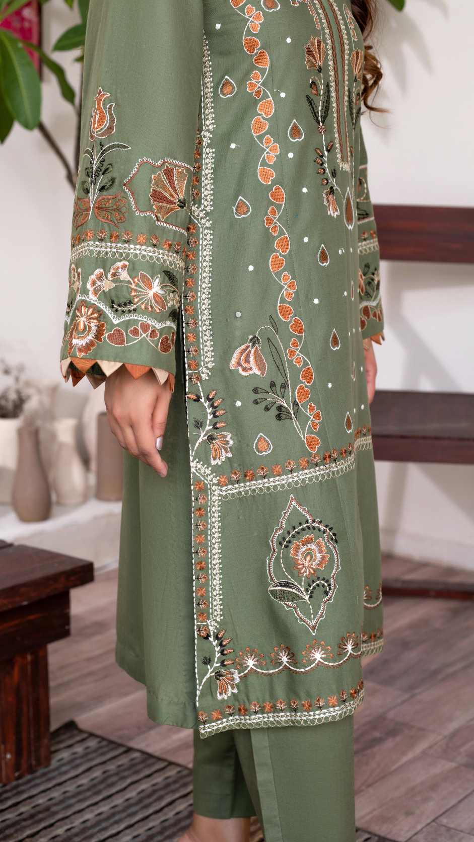 Beautifully detailed embroidered shirt with neckline accents