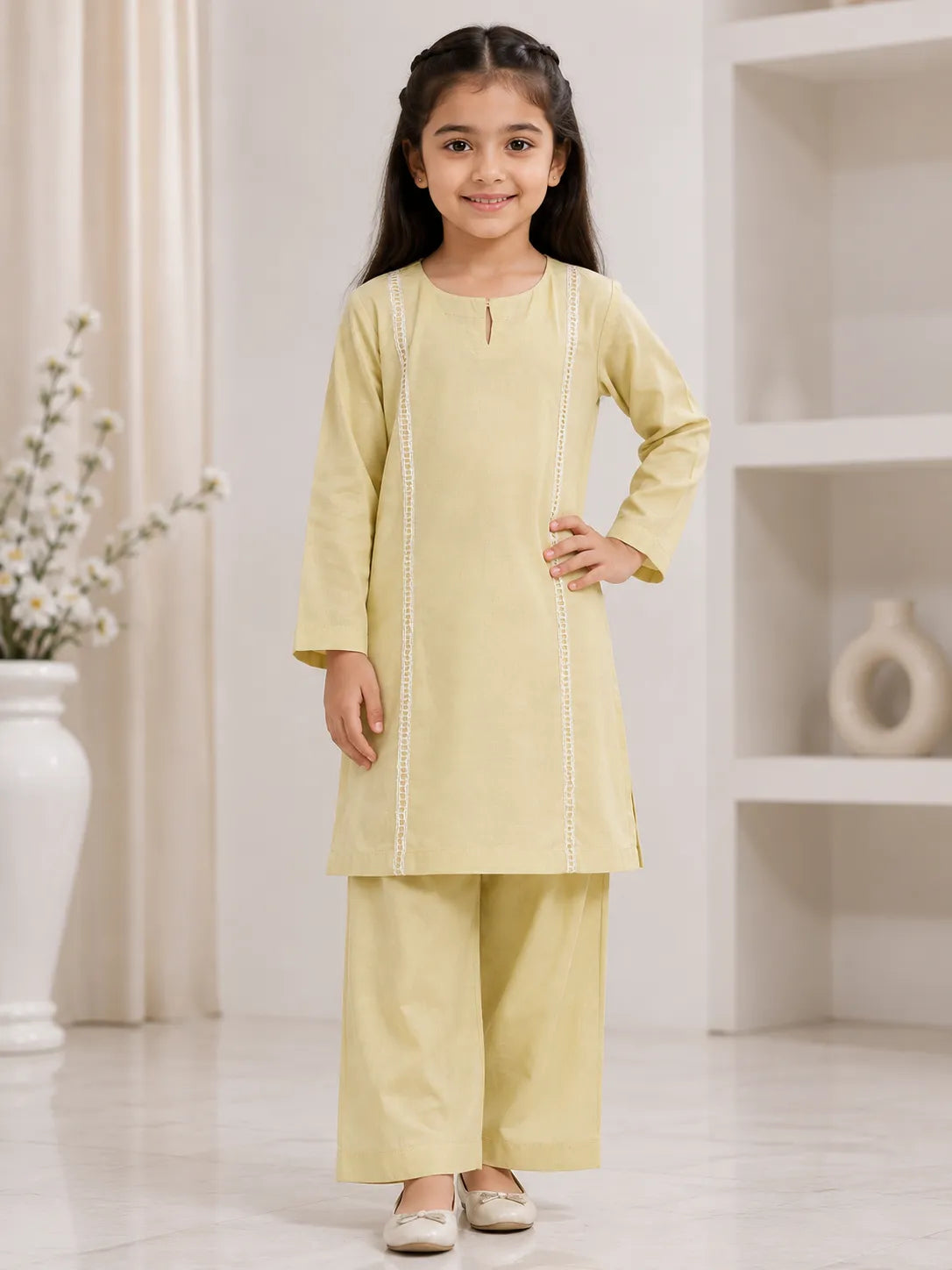 Shahana by Branded Suit pastel yellow 2-piece girls’ suit