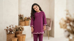 Girls Royal Plum Embroidered Co-ord set