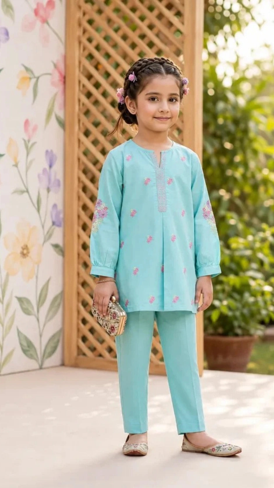 shahana ice blue dress for kids
